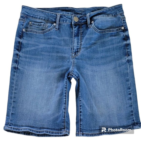 7 Seven For All Mankind Denim Jean Bermuda Shorts Festival Y2K Size 12 - Picture 1 of 9